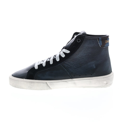 Diesel S-Mydori MC Mens Black Leather Lace Up Lifestyle Sneakers Shoes