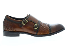 Zanzara Mahler ZG353D10 Mens Brown Leather Low Top Monk Strap Oxfords Shoes