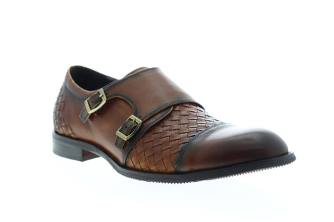 Zanzara Mahler ZG353D10 Mens Brown Leather Low Top Monk Strap Oxfords Shoes