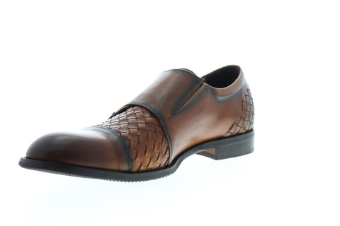Zanzara Mahler ZG353D10 Mens Brown Leather Low Top Monk Strap Oxfords Shoes