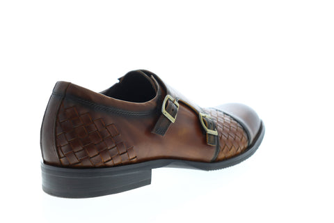 Zanzara Mahler ZG353D10 Mens Brown Leather Low Top Monk Strap Oxfords Shoes