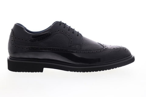 Zanzara Cesar ZK302C72 Mens Black Leather Low Top Lace Up Wingtip Oxfords Shoes