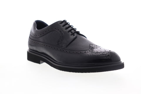 Zanzara Cesar ZK302C72 Mens Black Leather Low Top Lace Up Wingtip Oxfords Shoes