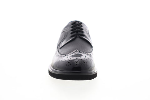 Zanzara Cesar ZK302C72 Mens Black Leather Low Top Lace Up Wingtip Oxfords Shoes