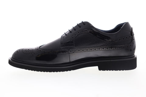 Zanzara Cesar ZK302C72 Mens Black Leather Low Top Lace Up Wingtip Oxfords Shoes