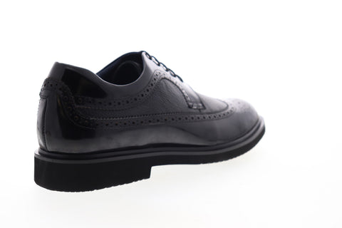 Zanzara Cesar ZK302C72 Mens Black Leather Low Top Lace Up Wingtip Oxfords Shoes