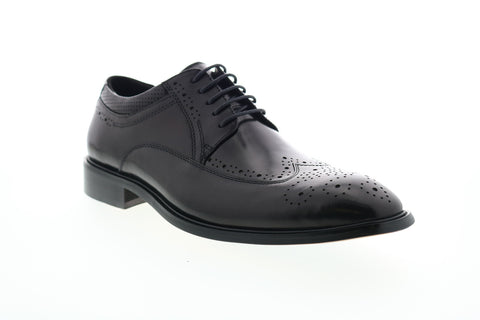 Zanzara Cesar ZK324C83 Mens Black Leather Low Top Lace Up Wingtip Oxfords Shoes