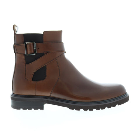 Zanzara Jamin ZK551S11 Mens Brown Leather High Top Zipper Chelsea Boots