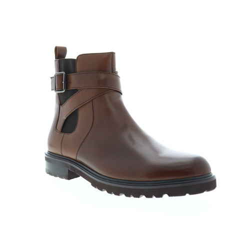 Zanzara Jamin ZK551S11 Mens Brown Leather High Top Zipper Chelsea Boots