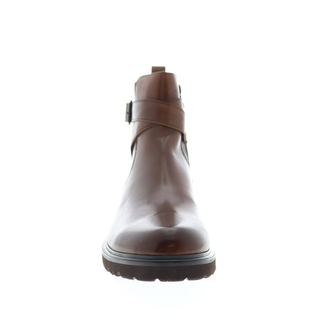 Zanzara Jamin ZK551S11 Mens Brown Leather High Top Zipper Chelsea Boots