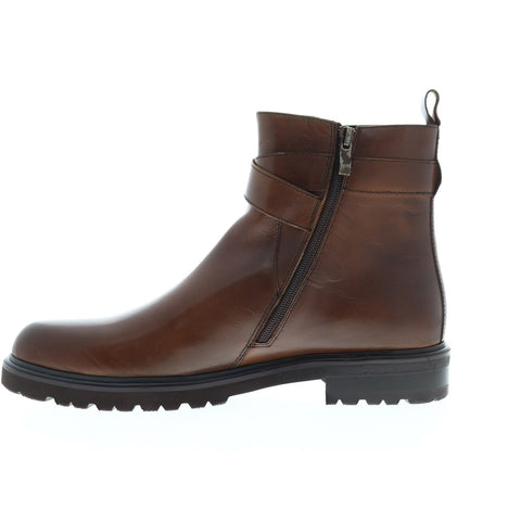Zanzara Jamin ZK551S11 Mens Brown Leather High Top Zipper Chelsea Boots