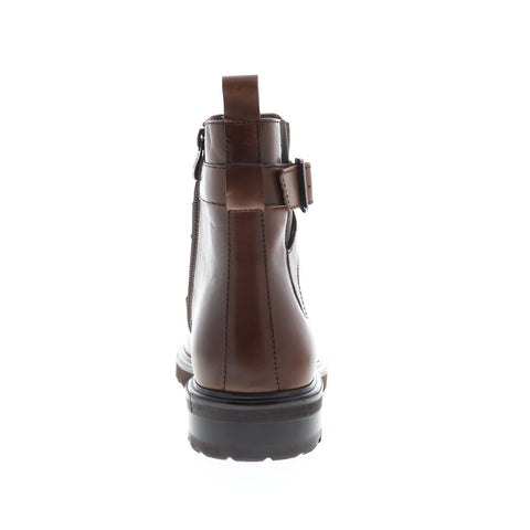 Zanzara Jamin ZK551S11 Mens Brown Leather High Top Zipper Chelsea Boots
