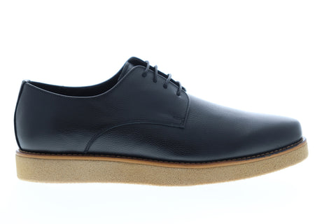Zanzara Kurt ZZ1264C Mens Black Leather Low Top Lace Up Plain Toe Oxfords Shoes