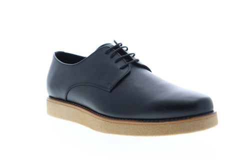 Zanzara Kurt ZZ1264C Mens Black Leather Low Top Lace Up Plain Toe Oxfords Shoes