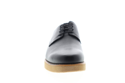 Zanzara Kurt ZZ1264C Mens Black Leather Low Top Lace Up Plain Toe Oxfords Shoes