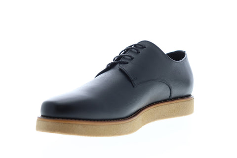 Zanzara Kurt ZZ1264C Mens Black Leather Low Top Lace Up Plain Toe Oxfords Shoes