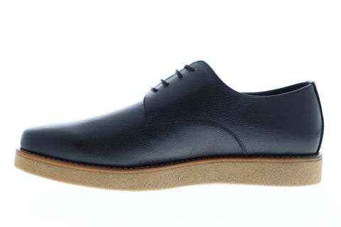 Zanzara Kurt ZZ1264C Mens Black Leather Low Top Lace Up Plain Toe Oxfords Shoes