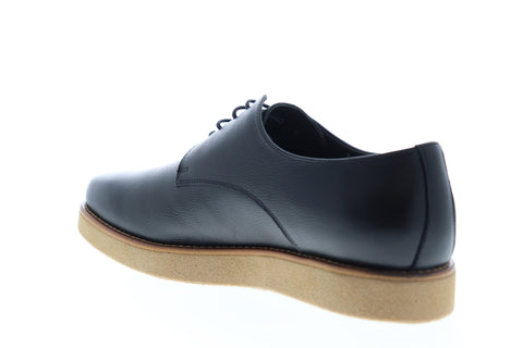 Zanzara Kurt ZZ1264C Mens Black Leather Low Top Lace Up Plain Toe Oxfords Shoes