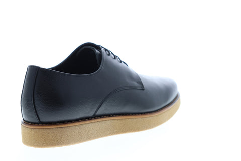 Zanzara Kurt ZZ1264C Mens Black Leather Low Top Lace Up Plain Toe Oxfords Shoes