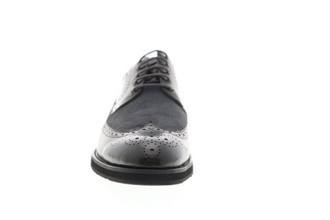 Zanzara Saville ZZC1111 Mens Gray Leather Low Top Lace Up Wingtip Oxfords Shoes
