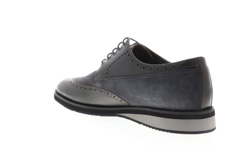 Zanzara Saville ZZC1111 Mens Gray Leather Low Top Lace Up Wingtip Oxfords Shoes