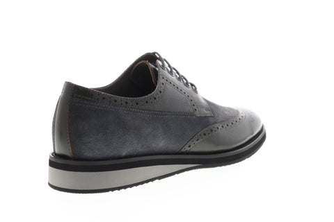 Zanzara Saville ZZC1111 Mens Gray Leather Low Top Lace Up Wingtip Oxfords Shoes
