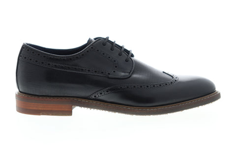 Zanzara Andy ZZC1203 Mens Black Leather Low Top Lace Up Wingtip Oxfords Shoes