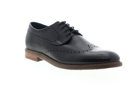 Zanzara Andy ZZC1203 Mens Black Leather Low Top Lace Up Wingtip Oxfords Shoes