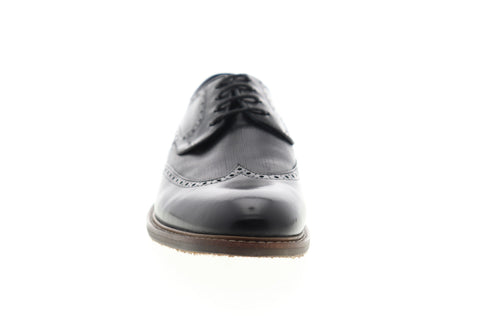 Zanzara Andy ZZC1203 Mens Black Leather Low Top Lace Up Wingtip Oxfords Shoes