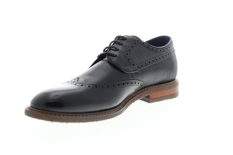 Zanzara Andy ZZC1203 Mens Black Leather Low Top Lace Up Wingtip Oxfords Shoes