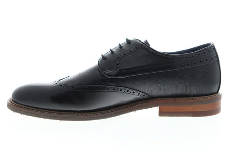 Zanzara Andy ZZC1203 Mens Black Leather Low Top Lace Up Wingtip Oxfords Shoes