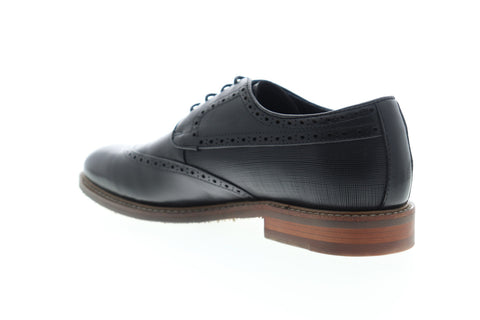 Zanzara Andy ZZC1203 Mens Black Leather Low Top Lace Up Wingtip Oxfords Shoes