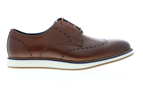 Zanzara Walker ZZC1214 Mens Brown Leather Low Top Lace Up Wingtip Oxfords Shoes