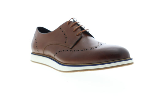 Zanzara Walker ZZC1214 Mens Brown Leather Low Top Lace Up Wingtip Oxfords Shoes