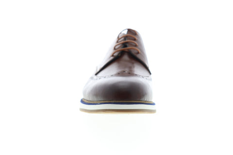 Zanzara Walker ZZC1214 Mens Brown Leather Low Top Lace Up Wingtip Oxfords Shoes
