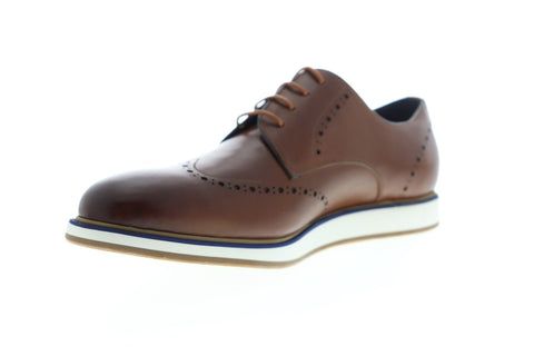 Zanzara Walker ZZC1214 Mens Brown Leather Low Top Lace Up Wingtip Oxfords Shoes