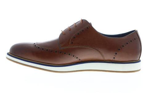 Zanzara Walker ZZC1214 Mens Brown Leather Low Top Lace Up Wingtip Oxfords Shoes