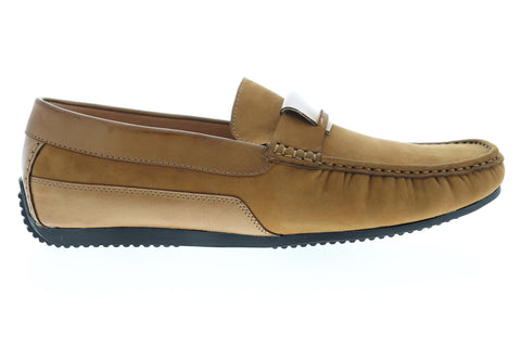 Zanzara Seurat ZZS1005 Mens Brown Leather Low Top Slip On Casual Loafers Shoes