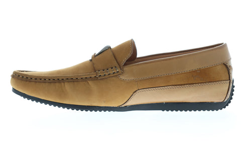 Zanzara Seurat ZZS1005 Mens Brown Leather Low Top Slip On Casual Loafers Shoes