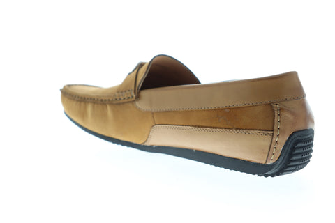 Zanzara Seurat ZZS1005 Mens Brown Leather Low Top Slip On Casual Loafers Shoes