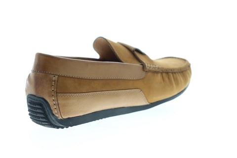 Zanzara Seurat ZZS1005 Mens Brown Leather Low Top Slip On Casual Loafers Shoes